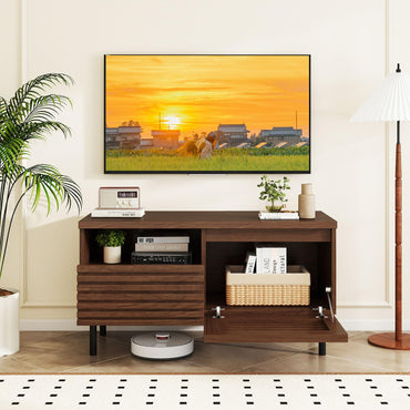 Goflame Mid Century Modern TV Stand with Fluted Entertainment Center