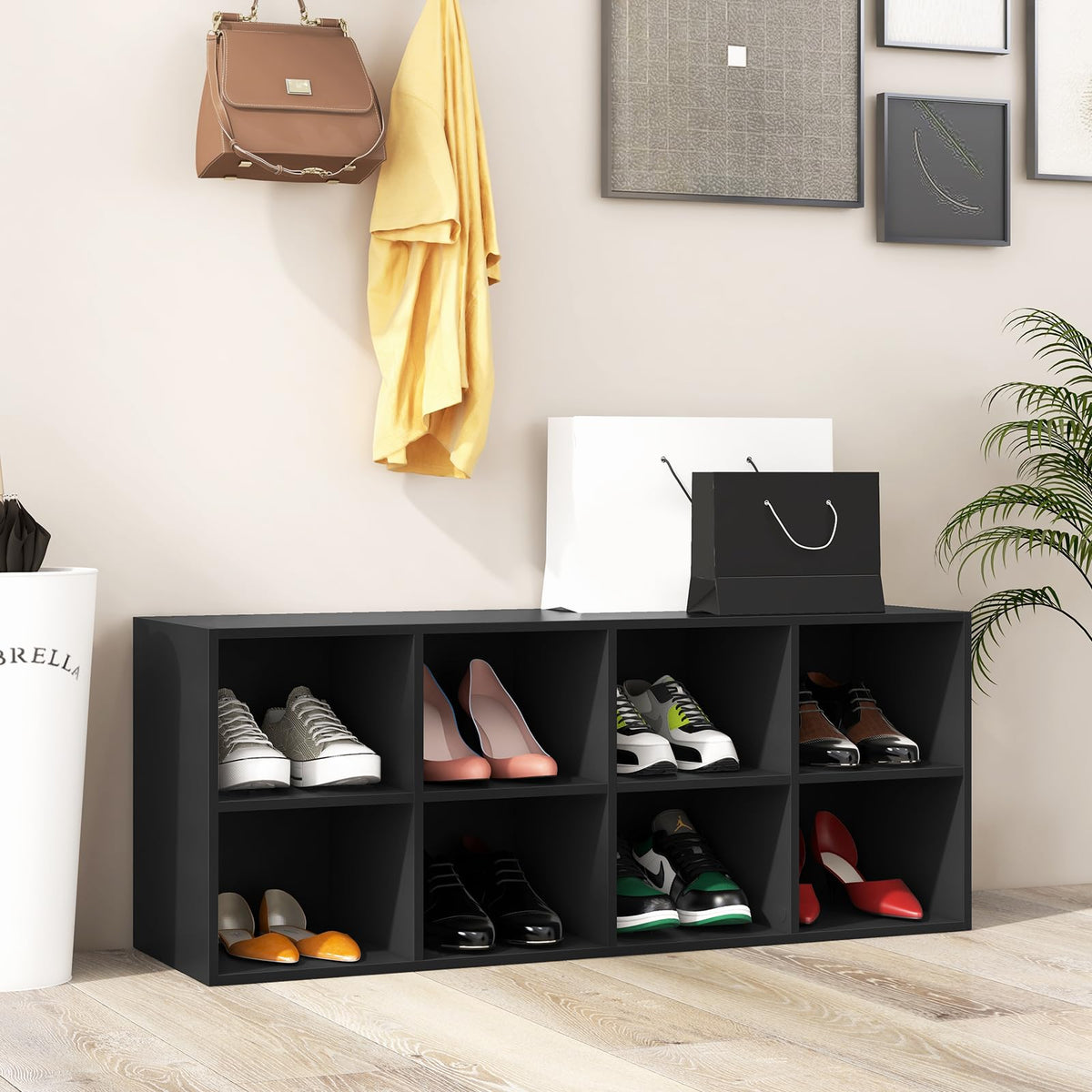 Goflame Shoe Bench 8 Cubes, 40" Entryway Bench with Storage