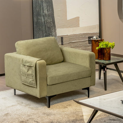 Goflame Modern Accent Chair w/Comfy Thick Cushion, Magazine Pockets