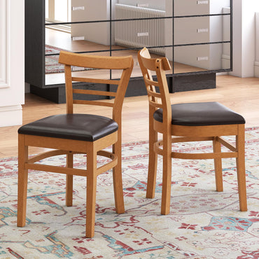 Goflame Wooden Dining Chairs Set PU Leather Upholstered Kitchen Chair w/Rubber Wood Legs