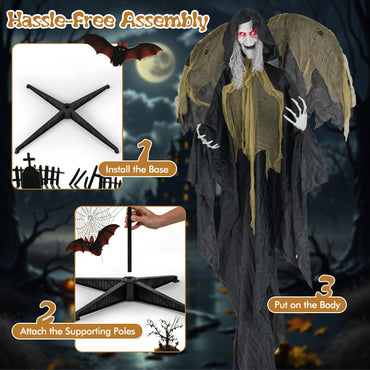 Goflame 8.2 FT Halloween Standing Witch, Poseable Halloween Animatronic Prop with Light up Eyes