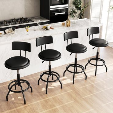 Goflame Swivel Bar Stools Set of 1/2/3/4, 24.5"-29" Height Adjustable Counter Height Chairs w/Back