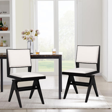 Goflame Swivel Dining Chairs Set of 2/4, Faux Sherpa Kitchen Chairs w/Rubber Wood Frame