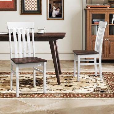 Goflame Wooden Dining Chairs Set of 2/4 with Hollowed Backrests & Rubber Wood Seats