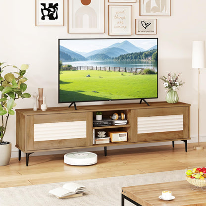 Goflame Mid Century Modern TV Stand for 55-65 Inch TV Waveform Fluted Entertainment Center