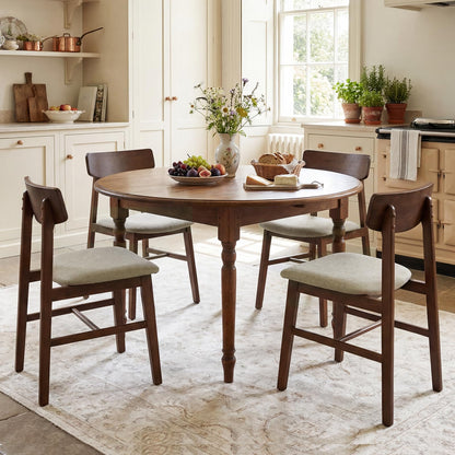 Goflame Solid Rubber Wood Dining Room Chairs with Curved Backrest