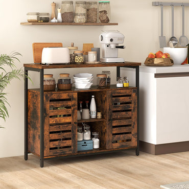 Goflame Buffet Cabinet, Kitchen Sideboard with 2 Storage Cupboards, Open Shelves, 2 Cubes, Anti-Tipping Kits