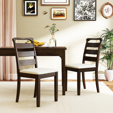Goflame Wooden Dining Chairs Set of 2/4, Upholstered Kitchen Chairs w/Rubber Wood Frame, Padded Seat