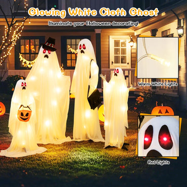 Goflame Halloween Light Up Family Ghosts, 4 PCS LED Glowing Halloween Ghosts