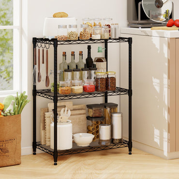 Goflame Storage Shelves Adjustable Wire Shelf Rack w/4 Removable Hooks