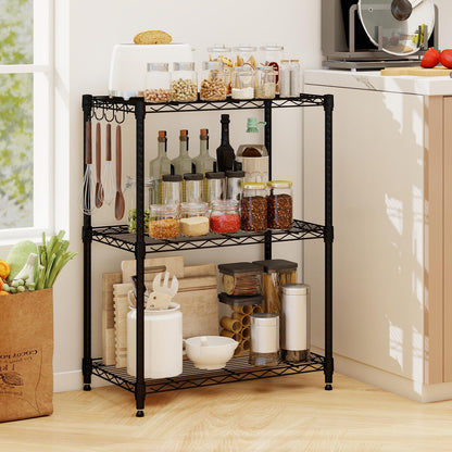 Goflame Storage Shelves Adjustable Wire Shelf Rack w/4 Removable Hooks
