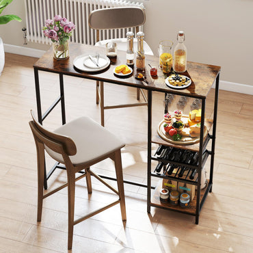 Goflame 48" Bar Table with Storage Shelves for Kitchen Living Room Dinette