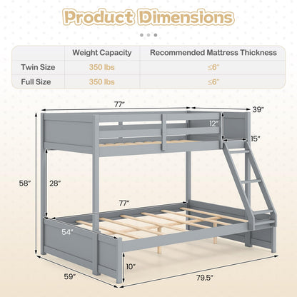 Goflame Twin Over Full Bunk Bed Wood Bunk Bed