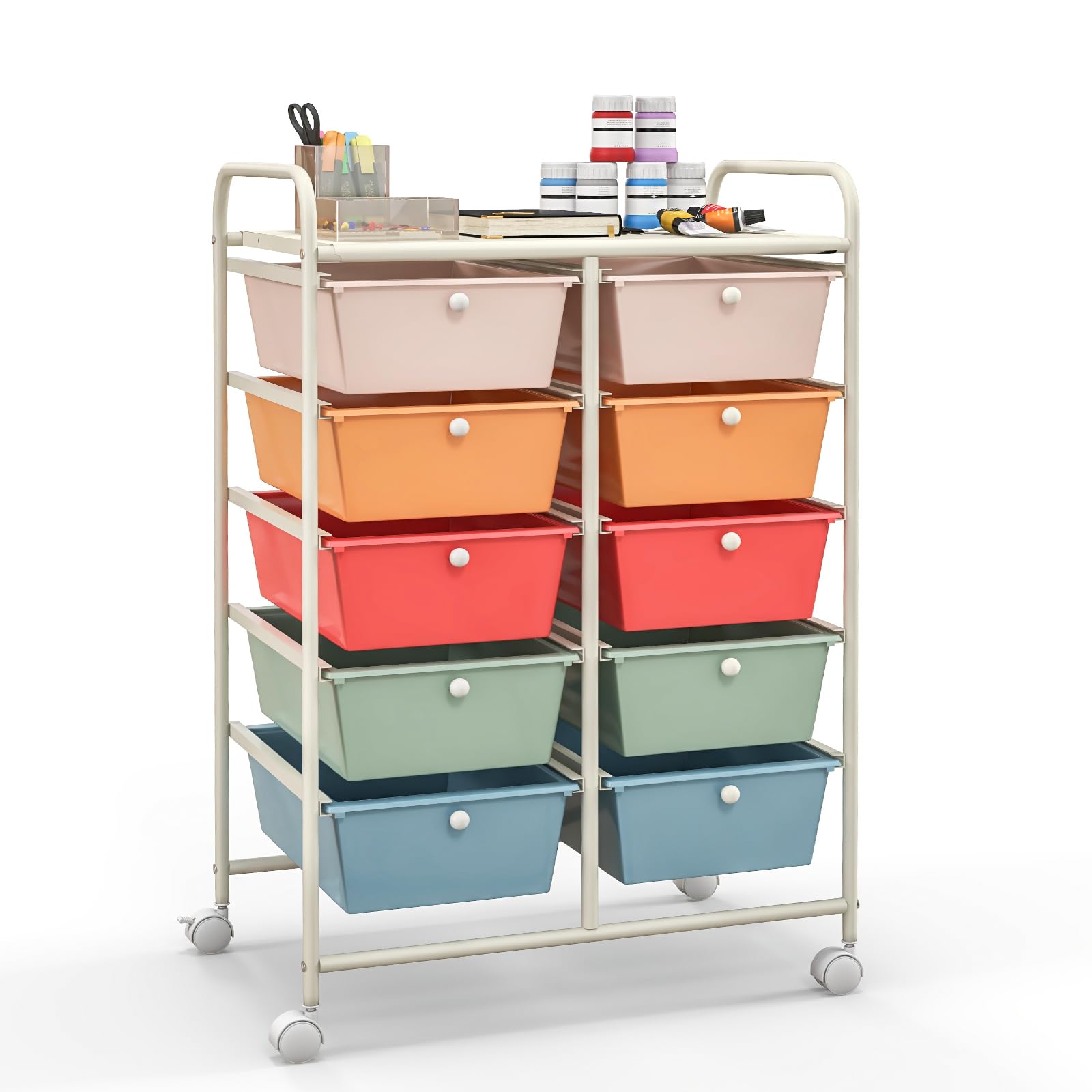 10 Drawers Rolling Cart, Classroom Organizers - Goflame
