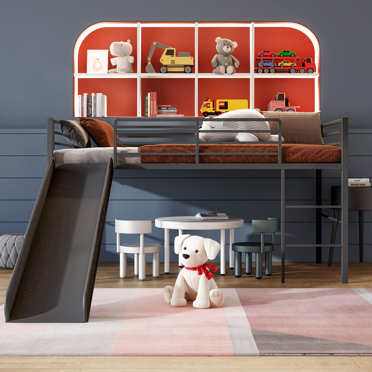 Goflame Twin Loft Bed with Slide