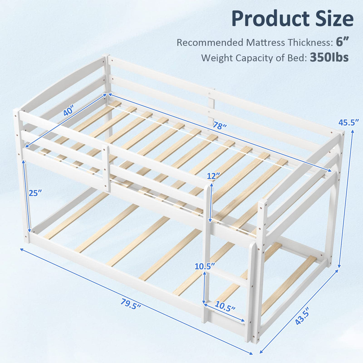 Goflame Solid Wood Twin Over Twin Bunk Bed Frame