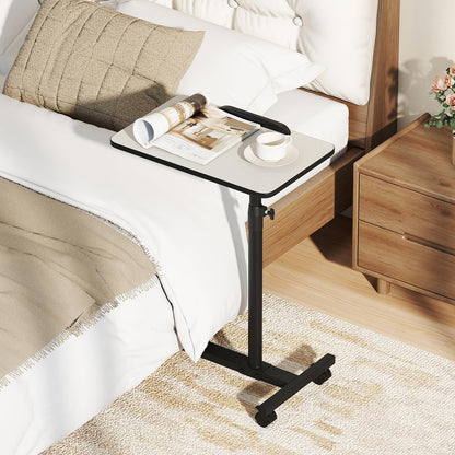 Goflame Overbed Table with Wheels Medical Adjustable Bedside Table