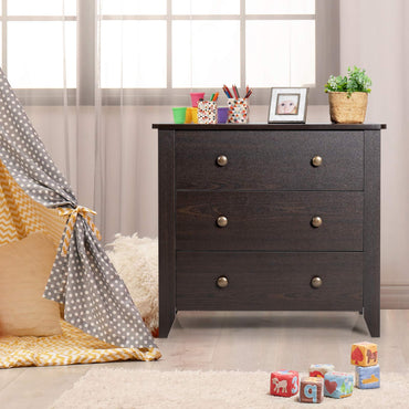 Goflame Modern Simple Dresser 3-Drawers Chest with Solid Curved Legs