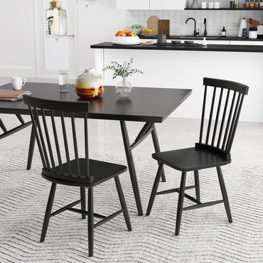 Goflame Windsor Dining Chairs Set of 2/4 Black, w/Wide Seat & Spindle Back, Max Load 400 Lbs