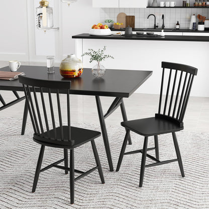 Goflame Windsor Dining Chairs Set of 2/4 Black, w/Wide Seat & Spindle Back, Max Load 400 Lbs
