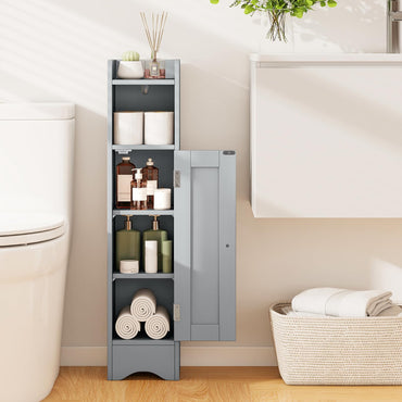 Goflame Small Bathroom Storage Cabinet Corner Floor Cabinet with Door & Adjustable Shelves
