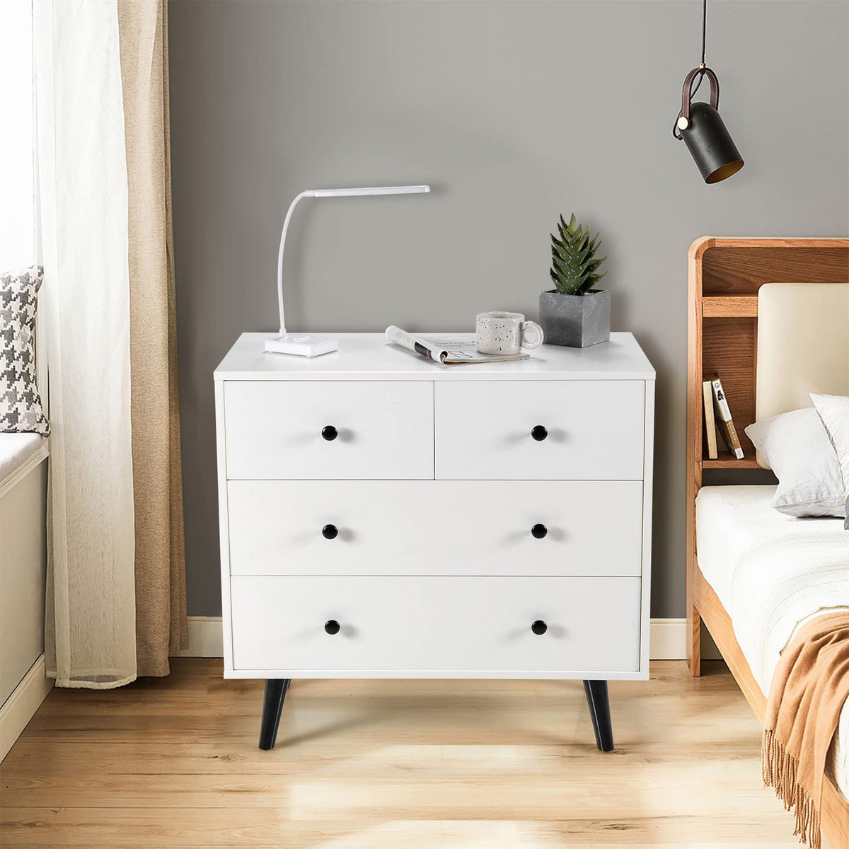 4 Drawer Dresser for Bedroom, Modern Chest of Drawers, Wood Storage Dresser Organizer for Closet