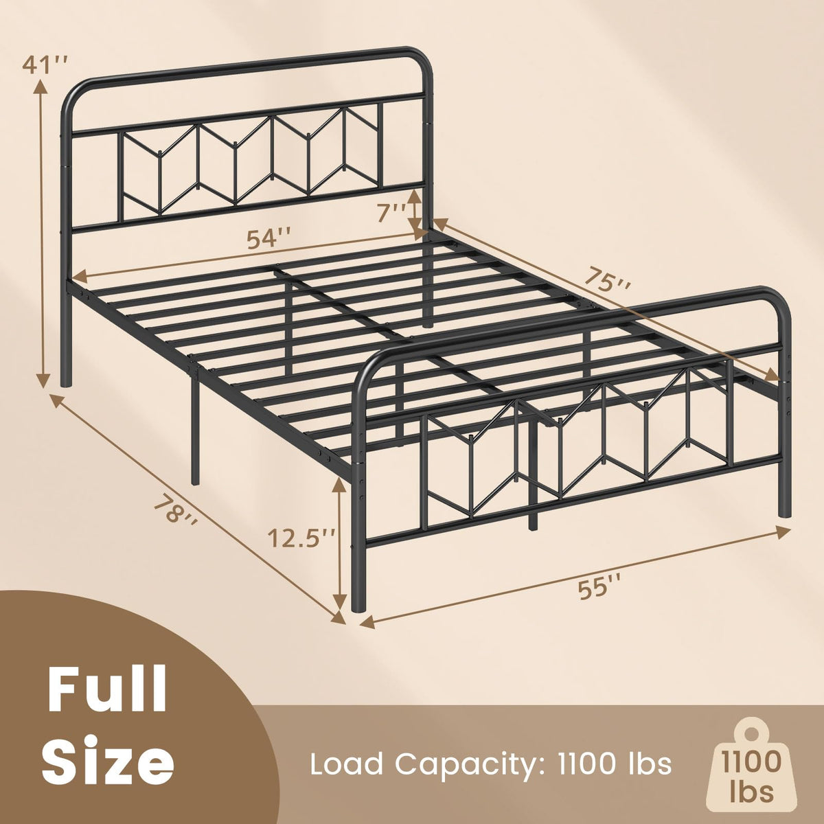 Goflame Metal Twin Bed Frames with Victorian Style Headboard & Footboard, Heavy Duty Slats Support Mattress Foundation