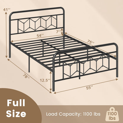 Goflame Metal Twin Bed Frames with Victorian Style Headboard & Footboard, Heavy Duty Slats Support Mattress Foundation