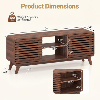 Goflame 58" Mid Century Modern TV Stand for 65 inch TV with Grille Doors