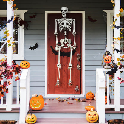 Halloween Life Size Full Body Skeleton, 5.4Ft Festival Skeleton Prop Decoration w/7 Movable Components