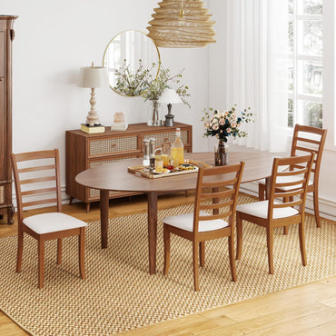 Goflame Wooden Dining Chair Set of 2 or 4 w/Rubber Wood Legs High Slatted Backrest