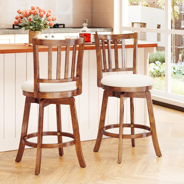 Goflame 25" Counter Height Stools Set of 2/4 with Rubber Wood Legs & Footrest & Upholstered Seat