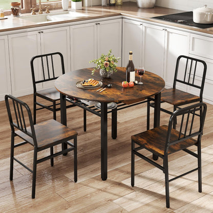 Goflame 40-Inches Round Kitchen Table & Chairs with Storage Rack & Metal Frame
