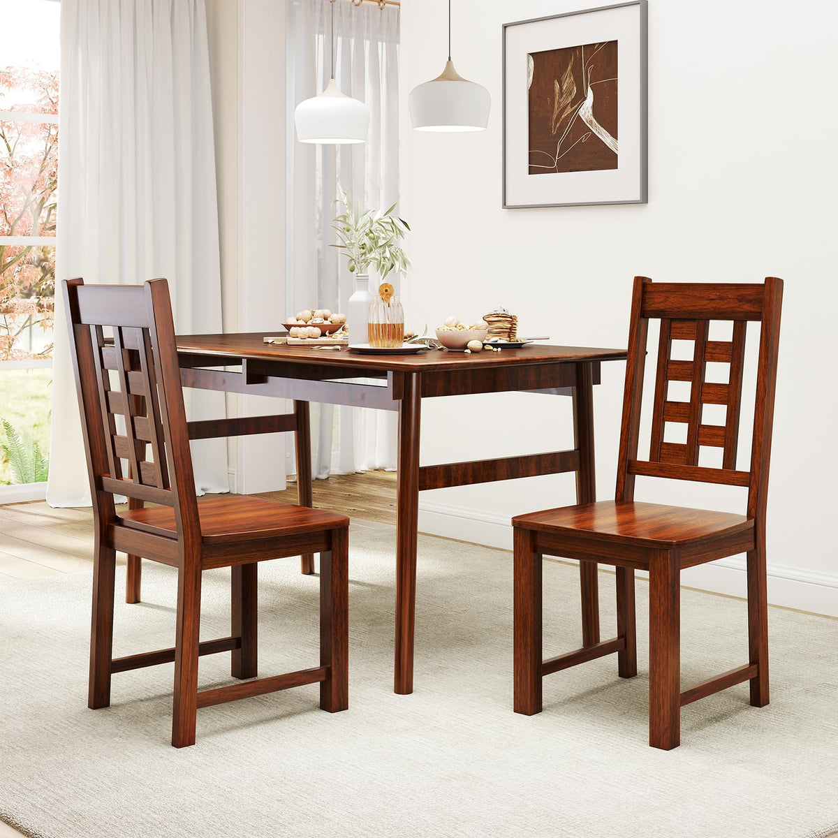 Goflame Kitchen Chair with Solid Rubber Wood Frame