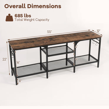 Goflame 3-Tier TV Stand for TVs up to 65 Inch with Open Storage Shelves
