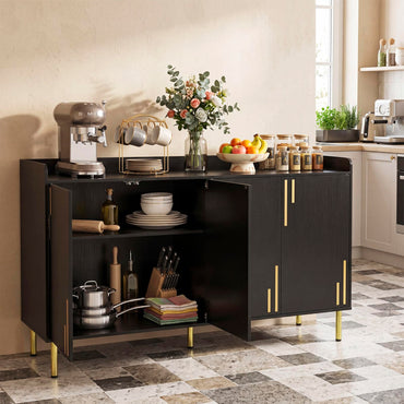 Goflame 55" Modern Buffet Cabinet with 4 Doors