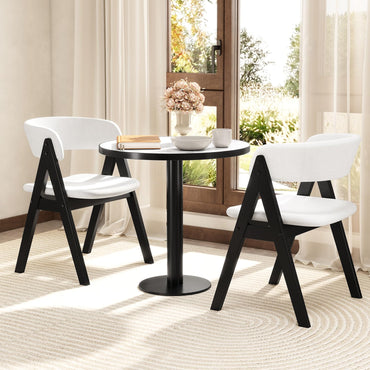Goflame Wooden Dining Chairs Set of 2/4 Modern Sherpa Upholstered Kitchen Chair