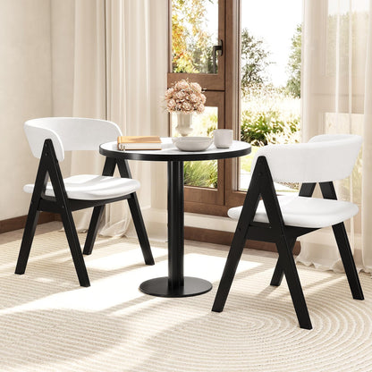 Goflame Wooden Dining Chairs Set of 2/4 Modern Sherpa Upholstered Kitchen Chair