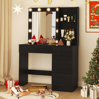 Makeup Vanity Desk with Lights, Modern Dressing Table with Charging Station