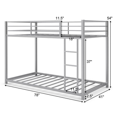 Goflame Metal Bunk Bed Twin Over Twin, Low Profile Bunk Bed Frame with Ladder & Full Length Guardrail