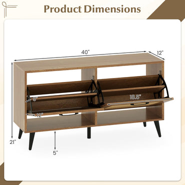 Goflame Rattan Shoe Cabinet with 2 Flip Drawers