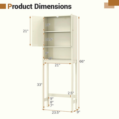 Goflame Over The Toilet Storage Cabinet with Fluted Doors