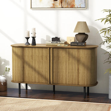 Goflame Kitchen Storage Cabinet, 47” Buffet Cabinet with Storage, Wooden Sideboard w/ 2 Sliding Tambour Doors