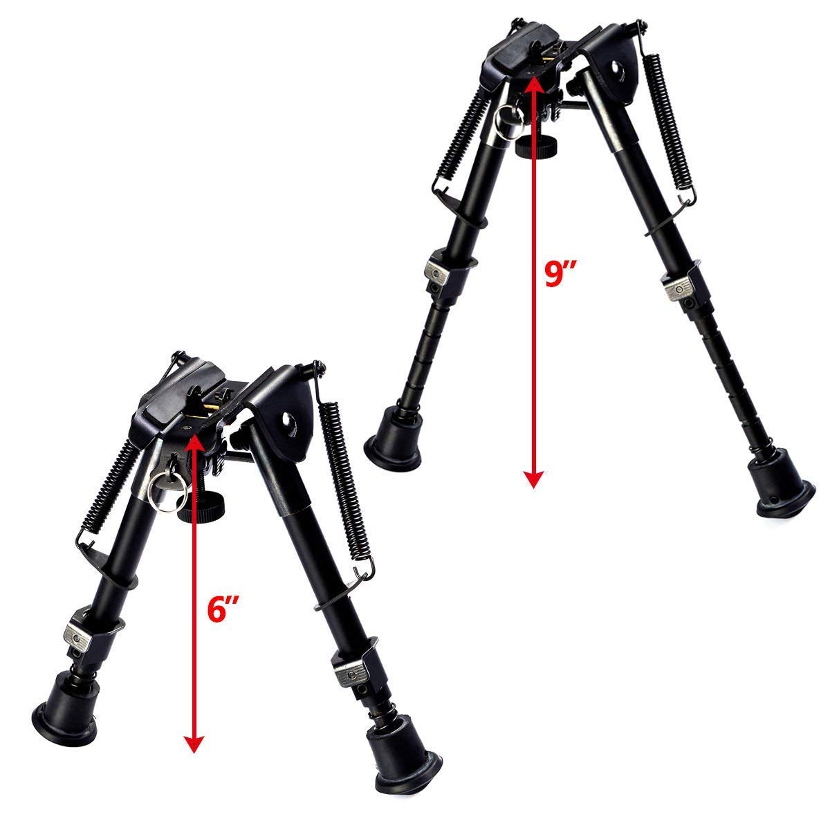 GOFLAME Hunting Rifle Bipod Adjustable Height from 6-9 Inch Spring Return Sniper Sling Swivel Mount for Hunting Shooting