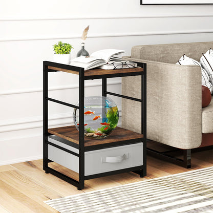 Goflame Industrial Nightstand with Storage Drawer for Bedroom