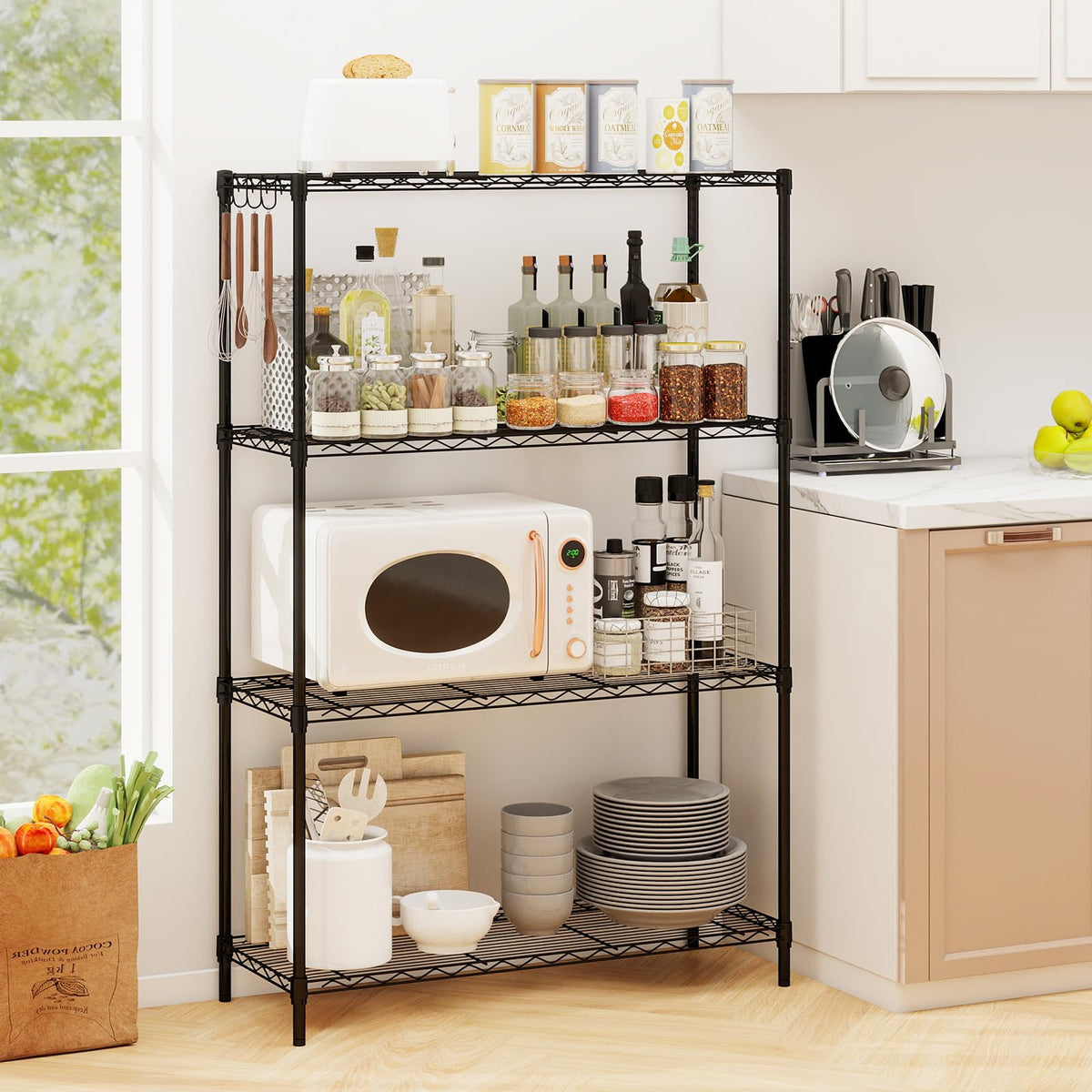 Goflame 4-Tier/5-Tier Metal Storage Shelving Unit with V-Shaped Wire Rack