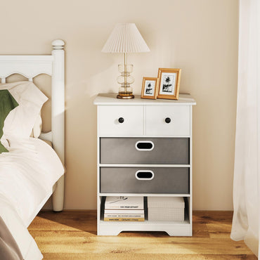 Goflame Nightstand with 4 Storage Drawers
