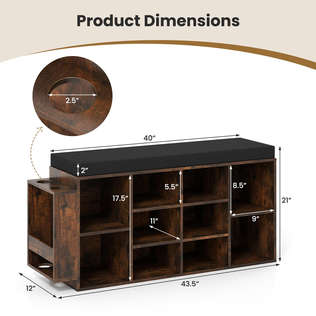 Goflame Shoe Storage Bench with Umbrella Stand