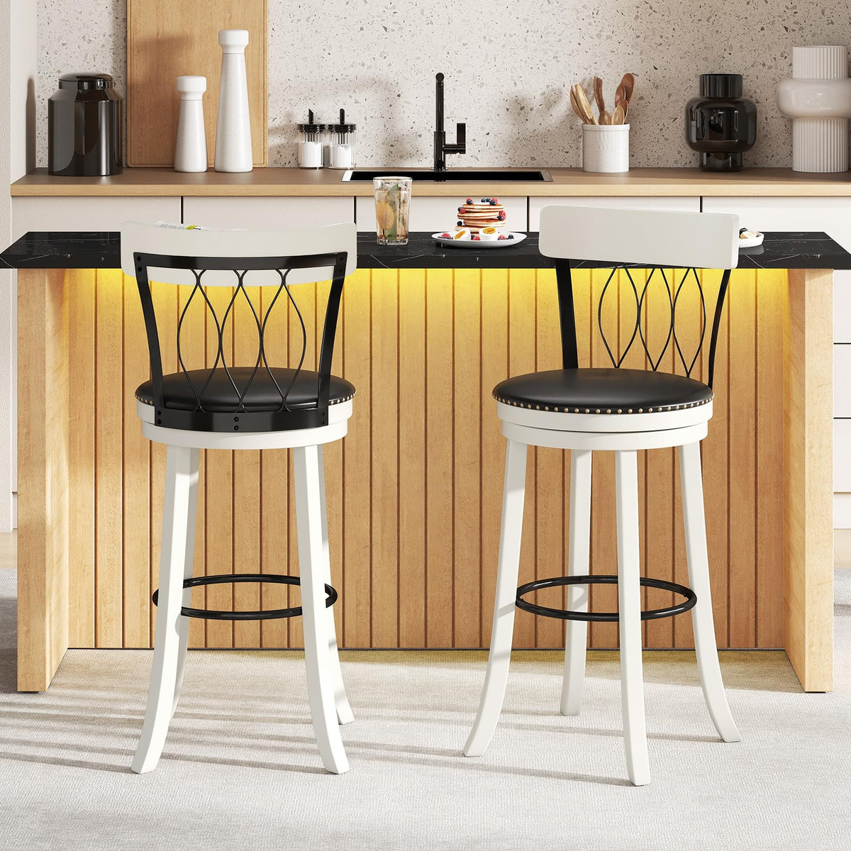 Goflame Swivel Bar Height Bar Chairs with Footrest