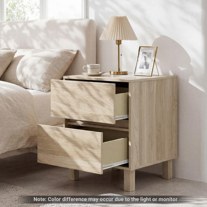 Goflame Modern Wood Night Stand w/2 Storage Drawers (1/2)